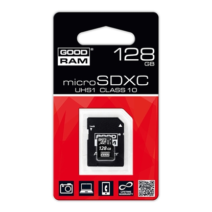 Изображение Atmiņas karte GOODRAM microSDHC 128GB class 10 UHS I + adapteris