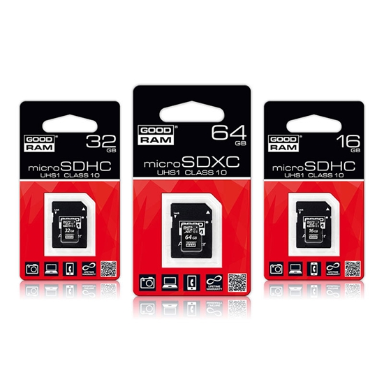 Picture of Atmiņas karte GOODRAM microSDXC 64GB class 10 UHS I + adapteris