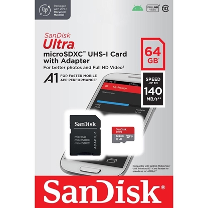 Attēls no Atmiņas karte Sandisk Ultra microSDXC 64GB + Adapter