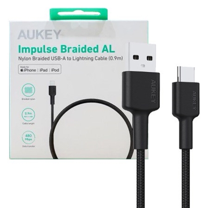 Picture of AUKEY CB-CD30 USB-C Type-C Power Delivery PD 3A 0.9m Nylon Black