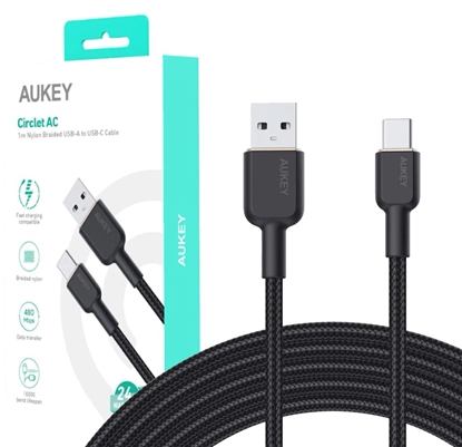 Picture of AUKEY CB-NAC1 USB-C Type-C Power Delivery PD 60W 3A 1m Nylon Black