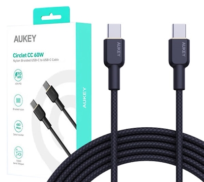 Picture of AUKEY CB-NCC1 USB-C Type-C Power Delivery PD 60W 3A 1m Nylon Black