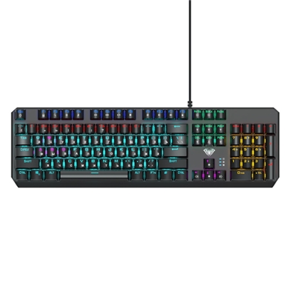 Attēls no Aula F2066-II Īsta Mehānisko Pogu Spēļu klaviatūra USB Vads 1.6m 106 pogas EN / RUS RGB Led Sudraba