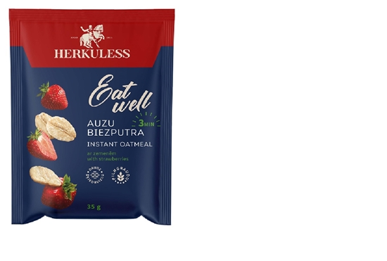 Picture of Auzu pārslu biezputra HERKULESS, ā/p, ar zemeņu gabaliņiem, 35g