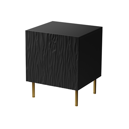 Attēls no Bedside table 2 pcs. JUNGLE 53.5x40.5x44 black matt + golden legs