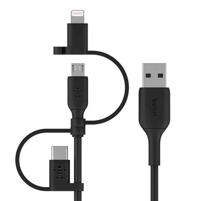 Attēls no Belkin BOOST CHARGE USB cable 1 m USB A USB C/Micro-USB B/Lightning Black