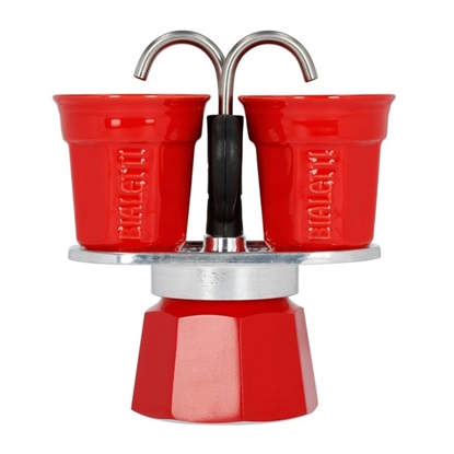 Picture of Bialetti Mini Express coffee machine red 2tz + 2 cups