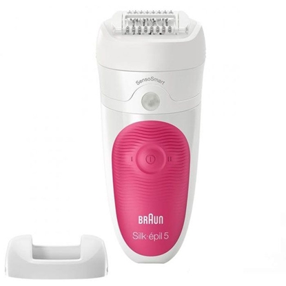 Attēls no Braun Epilator Silk-épil 5 SE5500 Operating time (max) 30 min Bulb lifetime (flashes) Not applicable Number of power levels 1 Wet&Dry White/Pink
