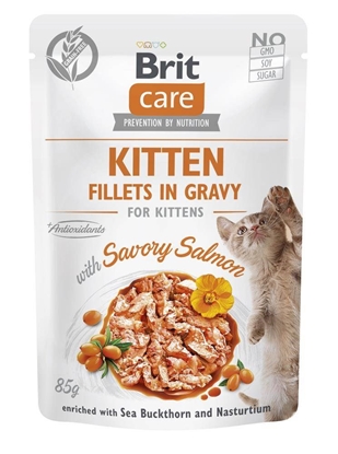 Attēls no Brit Care Cat Kitten Savory Salmon Pouch - wet cat food - 85 g