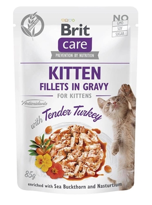 Attēls no BRIT Care Cat Kitten Tender Turkey Pouch - wet cat food - 85 g