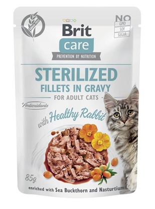 Attēls no BRIT Care Cat Sterilized Rabbit Pouch - wet cat food - 85 g