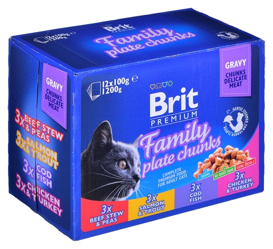 Изображение BRIT Cat Pouches Family Plate - wet cat food - 12 x 100g