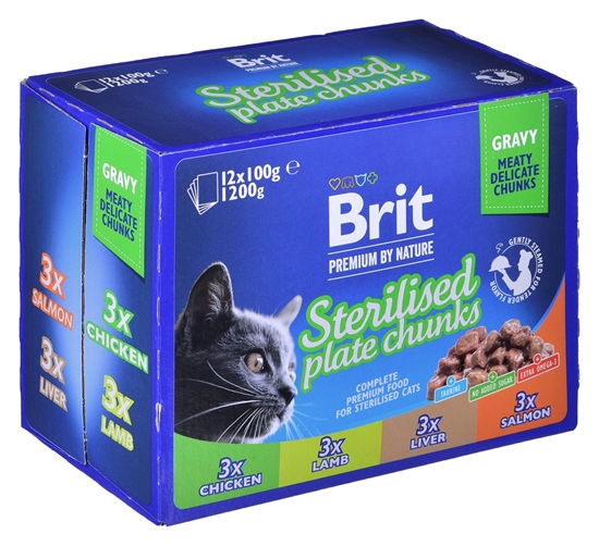 Picture of BRIT Premium Cat Sterilised Plate - wet cat food - 12x100g