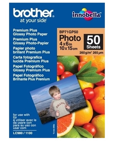 Picture of Brother BP71GP50 Premium Glossy Photo Paper White