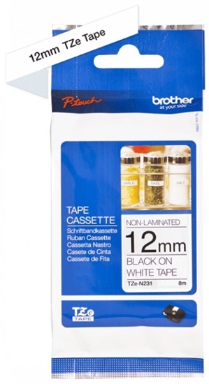 Picture of Brother Non laminated black on white tape