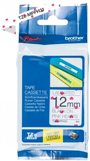 Picture of Brother TZE-MPPH31 label-making tape Black on pink