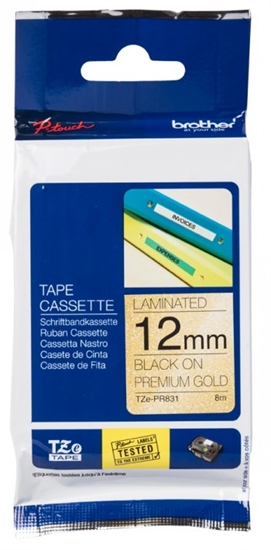 Picture of Brother TZe-PR831 label-making tape Black on gold