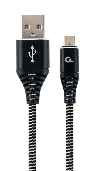 Picture of Cablexpert CC-USB2B-AMMBM-2M-BW USB cable USB 2.0 USB A Micro-USB B Black