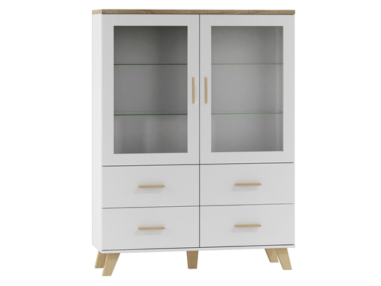 Picture of Cama display cabinet LOTTA 2D4D white + sonoma oak