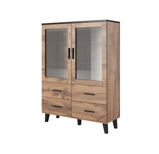 Picture of Cama display cabinet LOTTA 2D4D wotan oak + mat black
