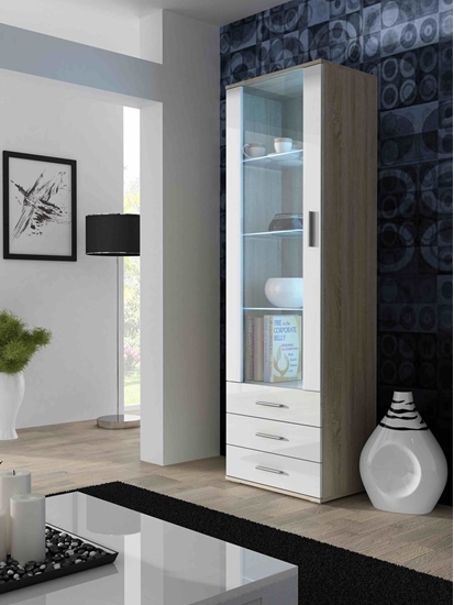 Picture of Cama display cabinet SOHO S1 sonoma oak/white gloss