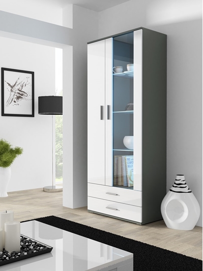 Picture of Cama display cabinet SOHO S6 2D2S grey/white gloss