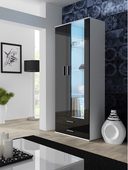 Picture of Cama display cabinet SOHO S6 2D2S white/black gloss
