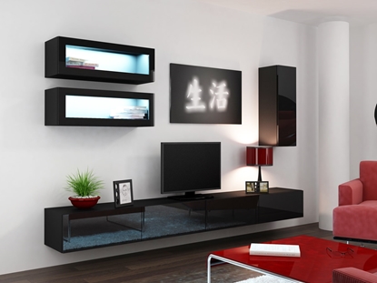 Attēls no Cama Living room cabinet set VIGO 11 black/black gloss