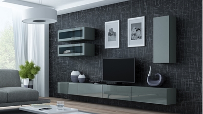 Attēls no Cama Living room cabinet set VIGO 11 grey/grey gloss