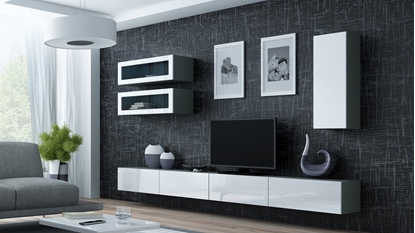 Attēls no Cama Living room cabinet set VIGO 11 grey/white gloss