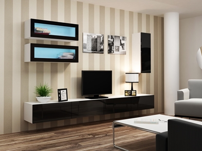 Attēls no Cama Living room cabinet set VIGO 11 white/black gloss