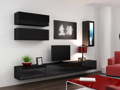 Attēls no Cama Living room cabinet set VIGO 12 black/black gloss
