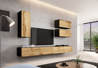 Picture of Cama living room cabinet set VIGO 13 black/wotan oak