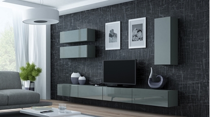 Attēls no Cama Living room cabinet set VIGO 13 grey/grey gloss