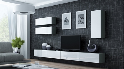 Attēls no Cama Living room cabinet set VIGO 13 grey/white gloss