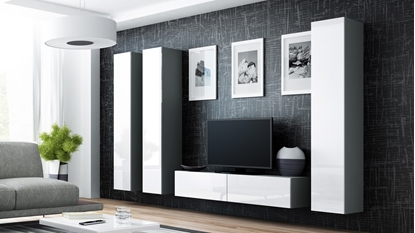 Attēls no Cama Living room cabinet set VIGO 14 grey/white gloss