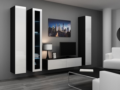 Attēls no Cama Living room cabinet set VIGO 15 black/white gloss