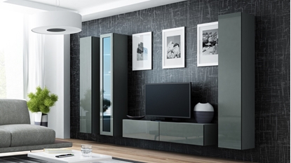 Attēls no Cama Living room cabinet set VIGO 15 grey/grey gloss