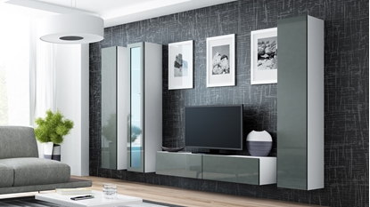 Attēls no Cama Living room cabinet set VIGO 15 white/grey gloss
