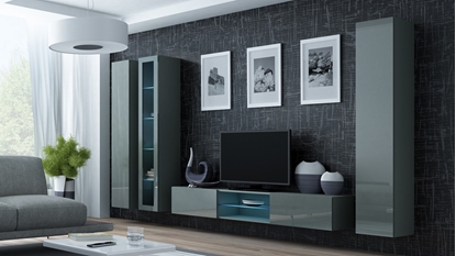 Attēls no Cama Living room cabinet set VIGO 17 grey/grey gloss