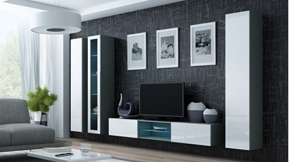 Attēls no Cama Living room cabinet set VIGO 17 grey/white gloss