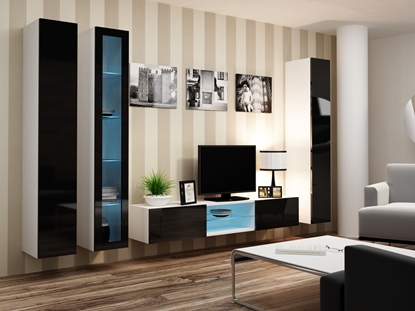 Attēls no Cama Living room cabinet set VIGO 17 white/black gloss