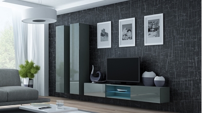Attēls no Cama Living room cabinet set VIGO 19 grey/grey gloss