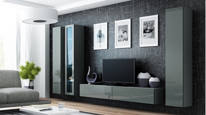 Attēls no Cama Living room cabinet set VIGO 2 grey/grey gloss