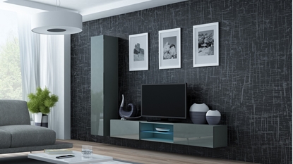 Attēls no Cama Living room cabinet set VIGO 21 grey/grey gloss