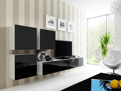 Attēls no Cama Living room cabinet set VIGO 23 white/black gloss