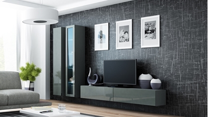 Attēls no Cama Living room cabinet set VIGO 3 grey/grey gloss
