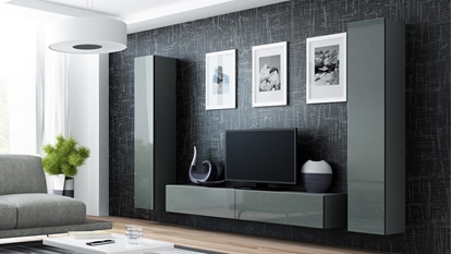 Attēls no Cama Living room cabinet set VIGO 4 grey/grey gloss
