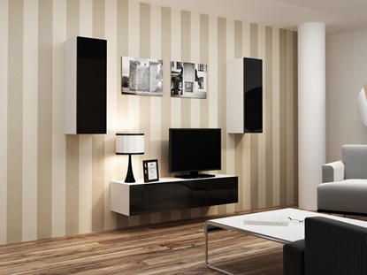 Attēls no Cama Living room cabinet set VIGO 7 white/black gloss