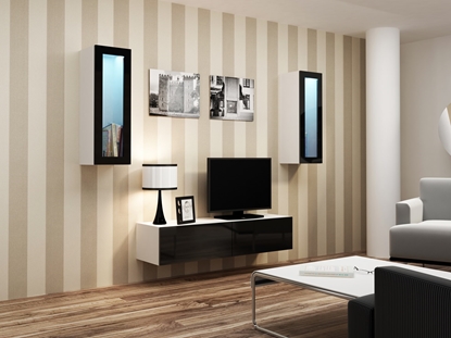 Attēls no Cama Living room cabinet set VIGO 8 white/black gloss